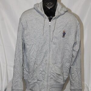 Polo Ralph Lauren Gray Polo Teddy Bear Full Zip Hoodie.. Sz. L